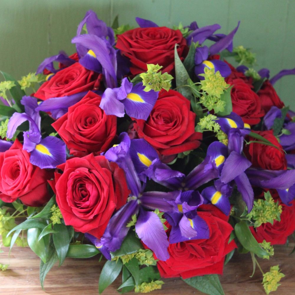 Red Rose and Iris Posy