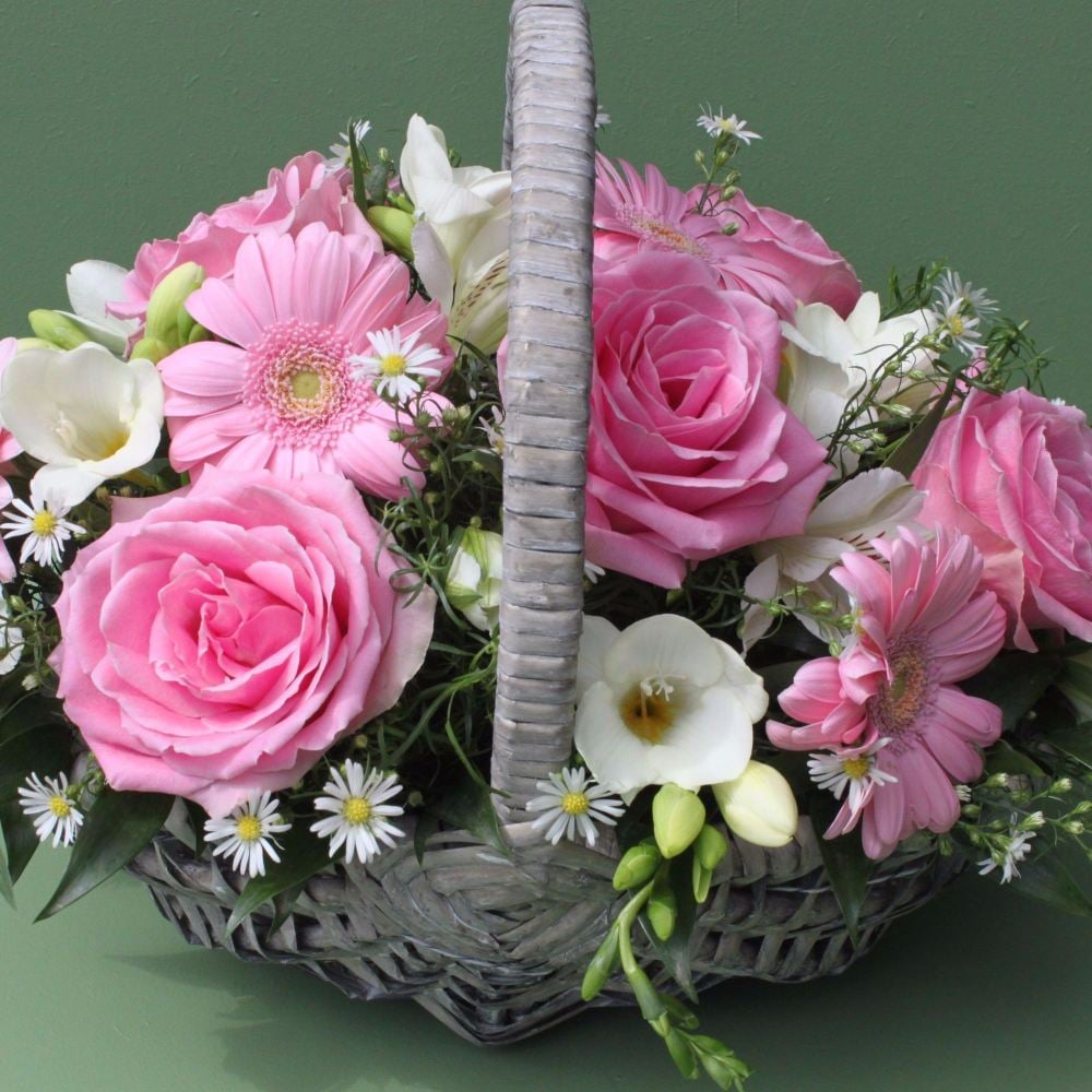 Pink and White Basket