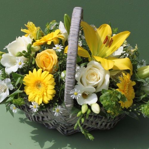 Yellow and White Basket