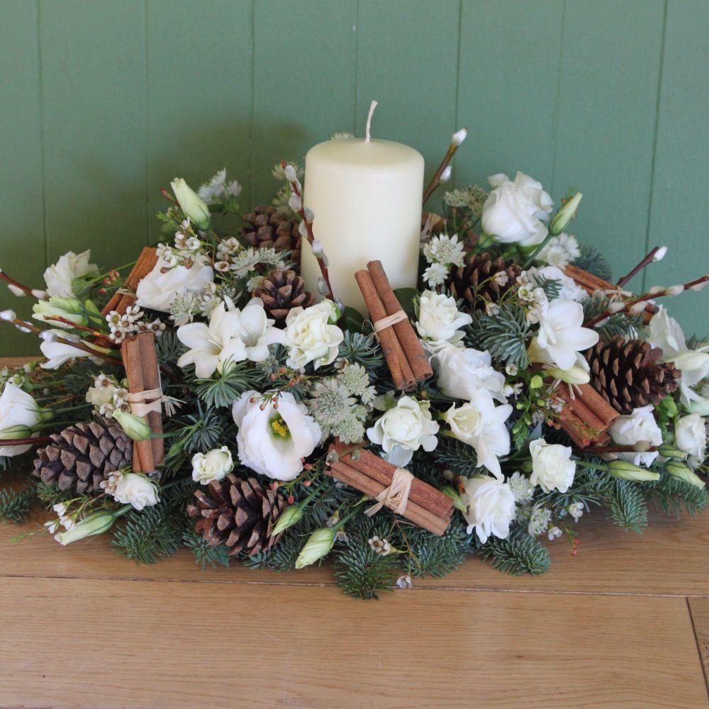 Classic White Christmas Candle Arrangement