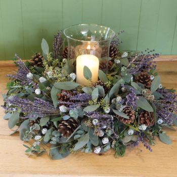 1i. Eucalyptus and Lavender Hurricane Arrangement