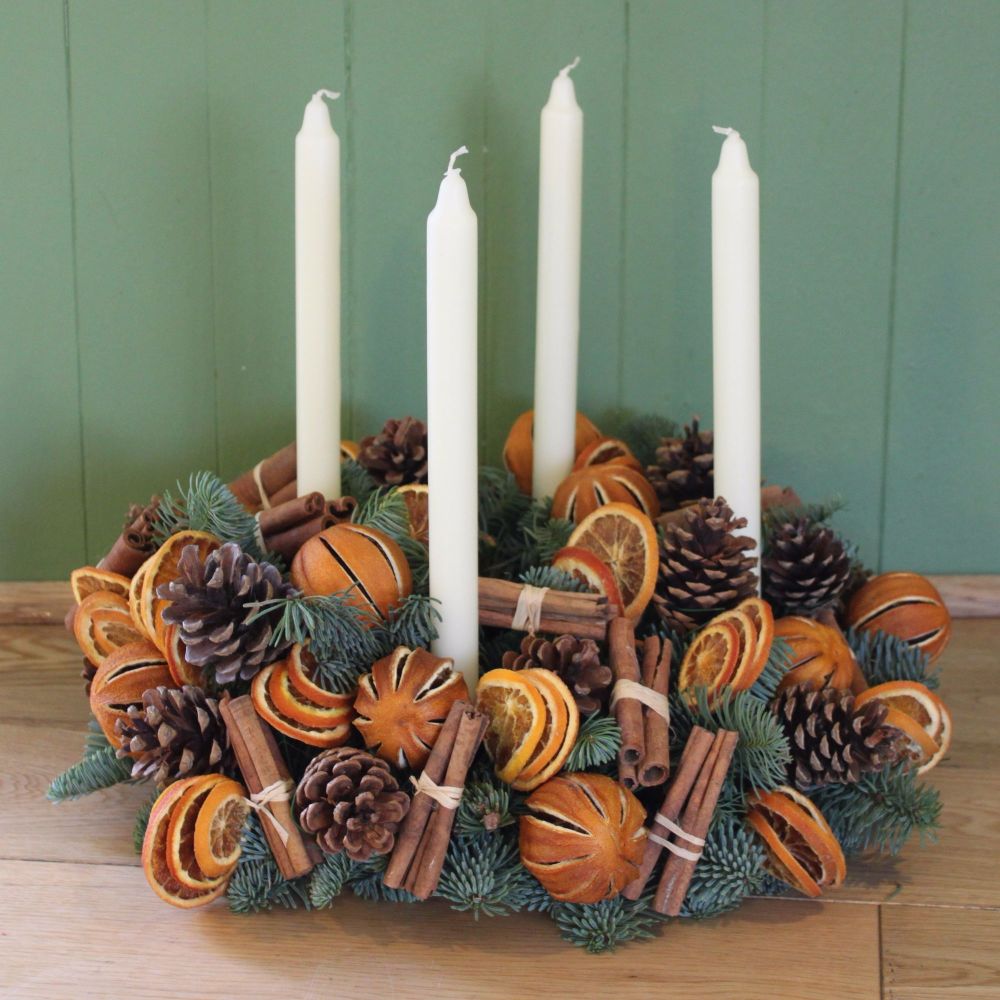 Orange and Cinnamon Advent Candle Arrangement