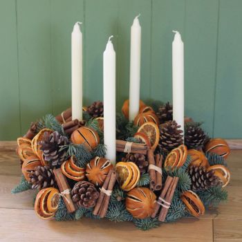 2w. Orange and Cinnamon Advent Candle Arrangement