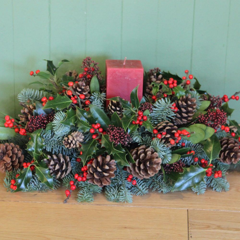 Red Berry Candle Arrangement