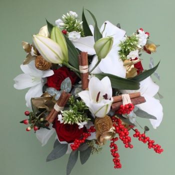 1m. Classic Red & White Christmas Bouquet