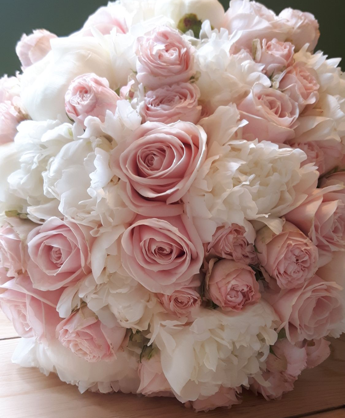 bouquet of roses and peonies
