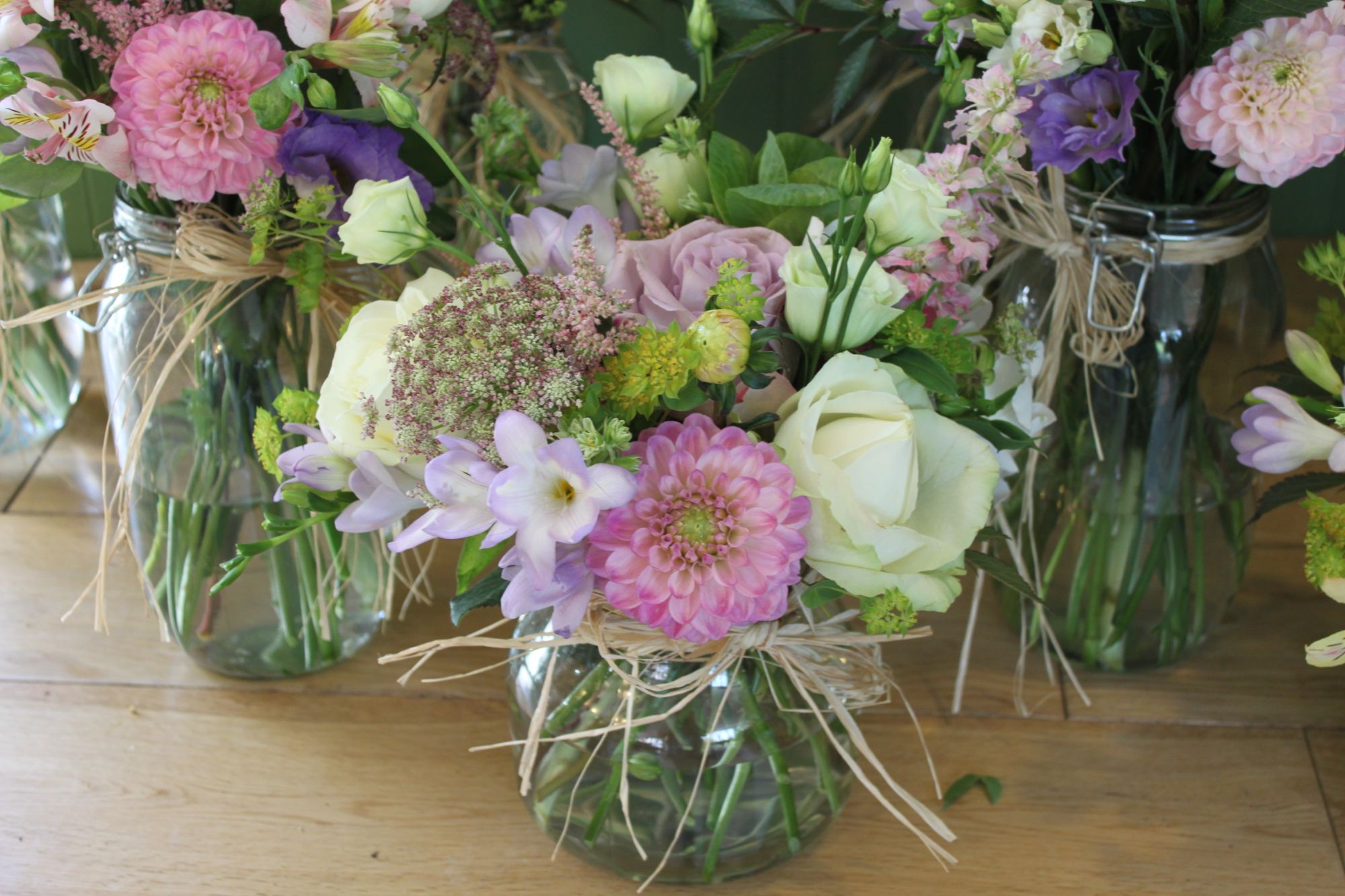 Low Table Arrangements Wedding flowers Sussex