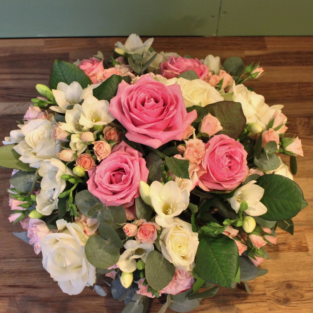 Pink & White Rose & Freesia Posy