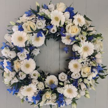 Royal Blue & White Wreath