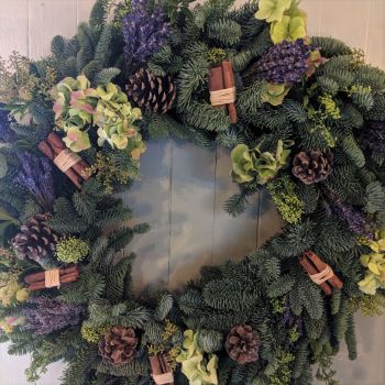 1P. Green Hydrangea & Lavender Wreath