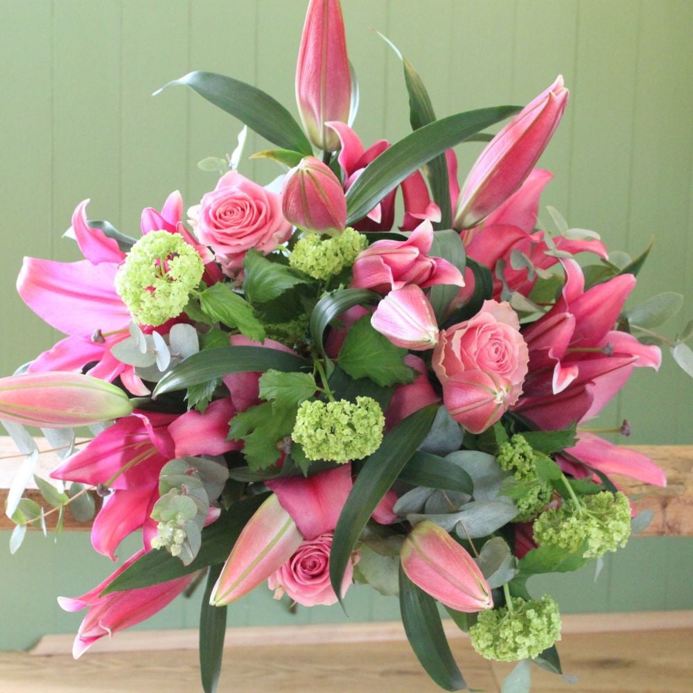 Flowercraft Lindfield classic pink lily hand tied bouquet from £40 free ...