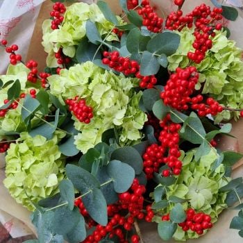 1a. Hydrangea & Ilex Bouquet