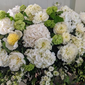 4. White & Green Peony & Hydrangea Coffin Spray. Price From