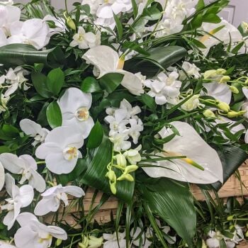 6. White & Green Tropical Coffin Spray. Price From