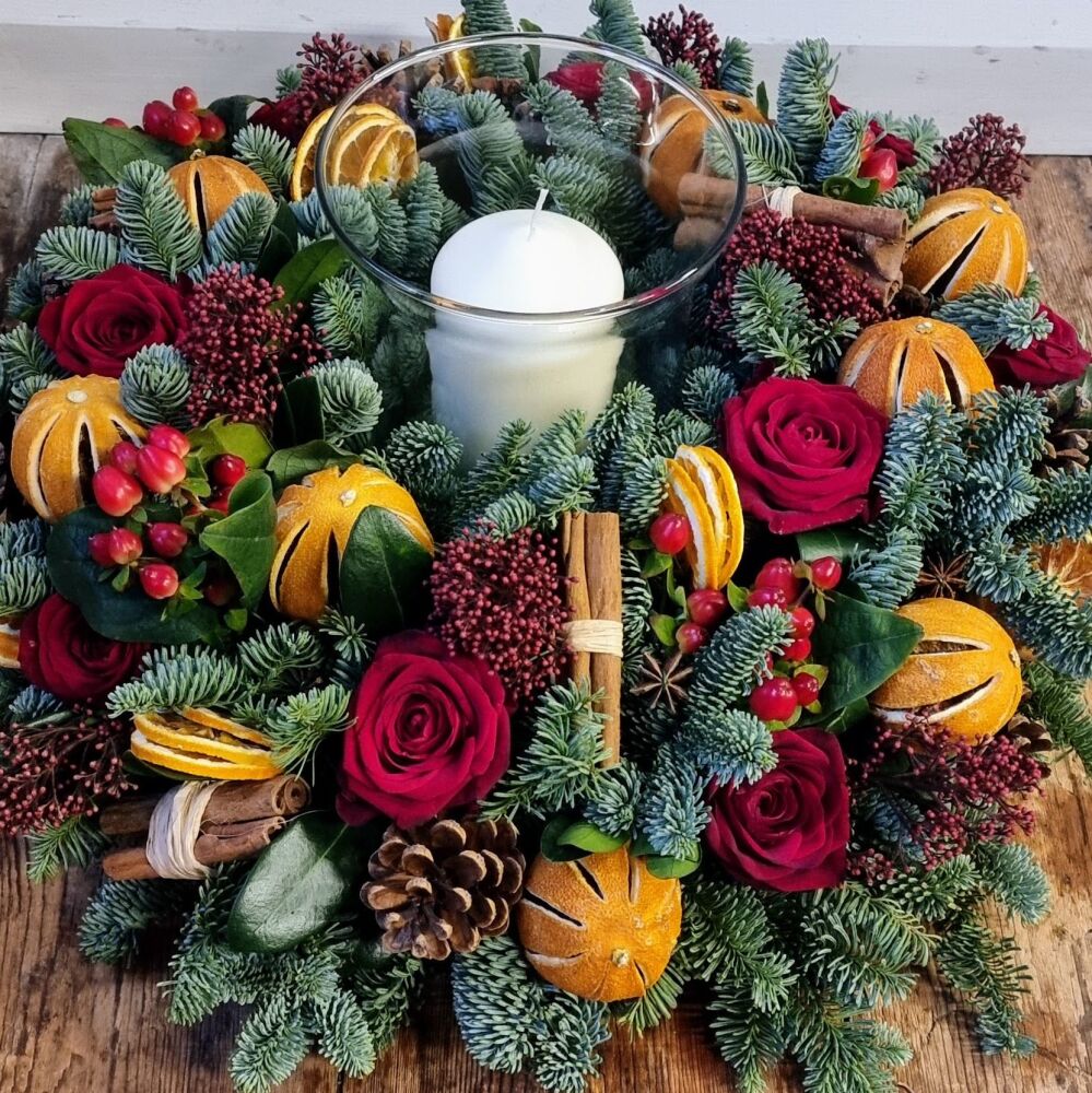 1s. Mulled Wine Hurricane Arrangement