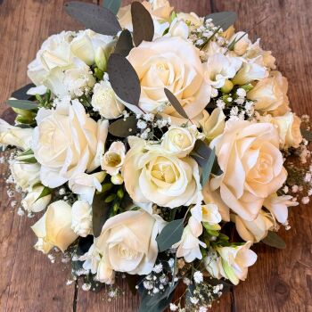 Ivory Rose & White Freesia Posy
