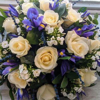 Ivory Rose, Iris and Lavender Posy