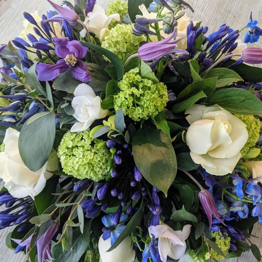 Lime, Purple & White Posy
