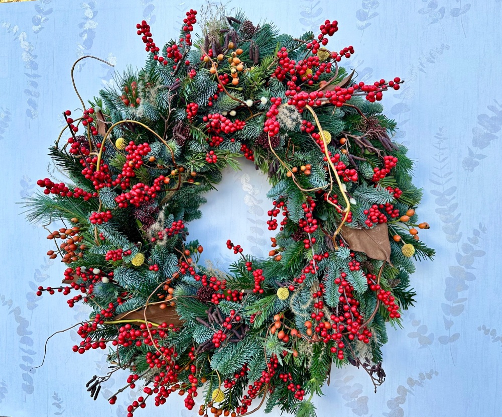 Winter Fire Christmas Wreath