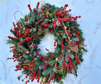 Winter Fire Christmas Wreath