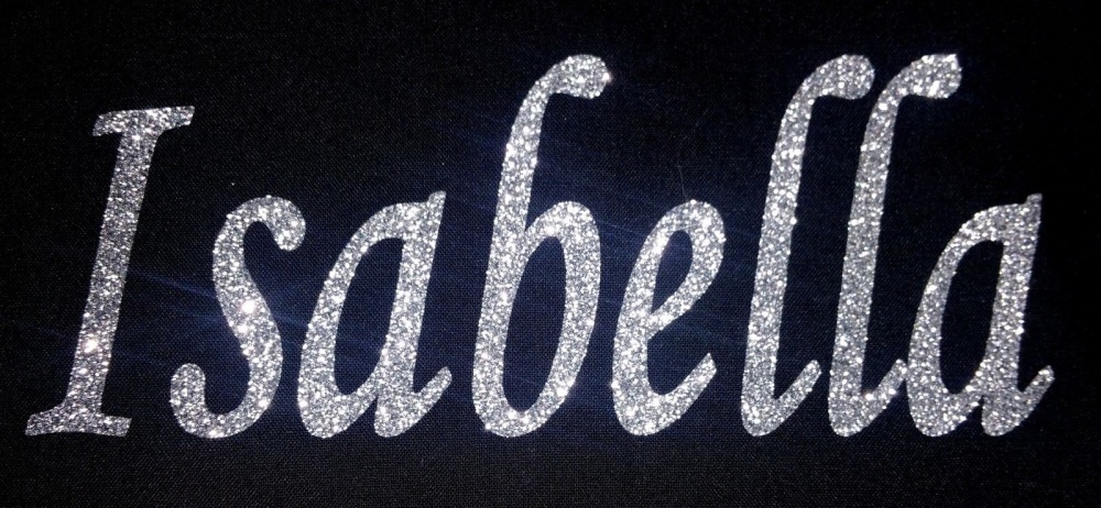 Personalised Name 1-6 Letters GLITTER Iron On / Hotfix - Mono Font