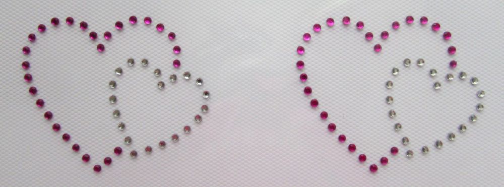 Small Pink and Clear Hearts x 2