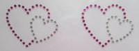 Small Pink and Clear Hearts x 2