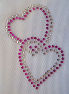 linked hearts pink clear
