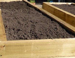 Raised wooden veg bed