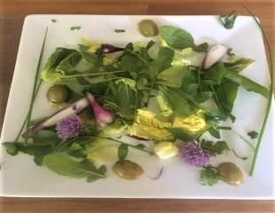Chive flowers are edible and look good in salad