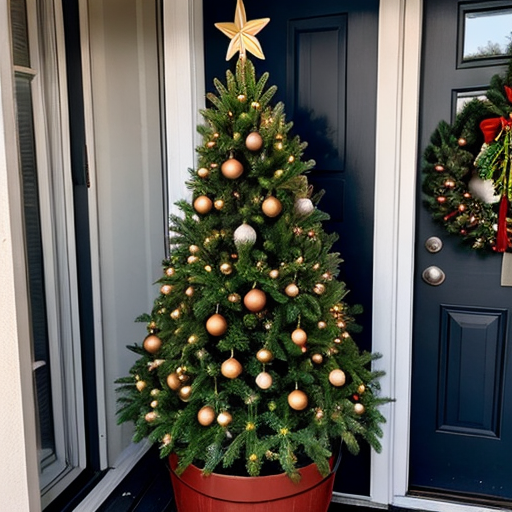 Outside container grown Christmas tree