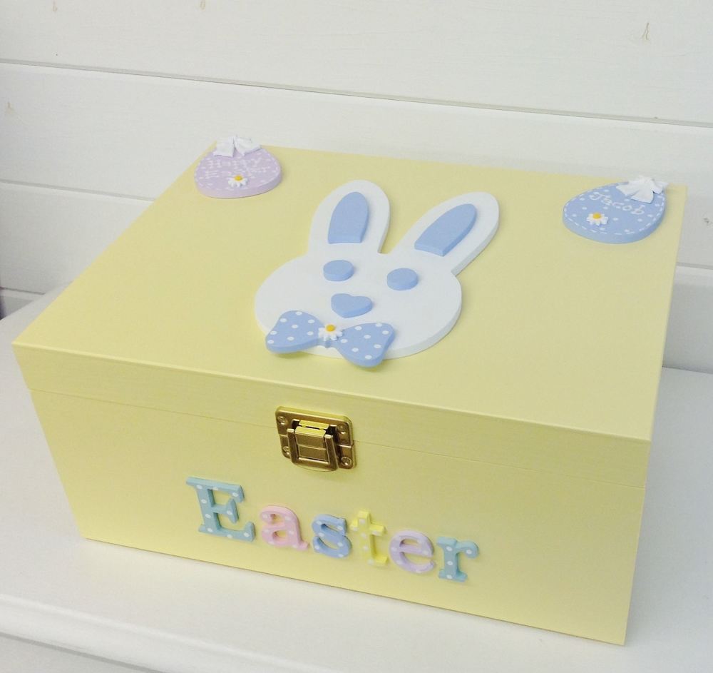 Easter Boy Bunny 3D Wooden Keepsake Box