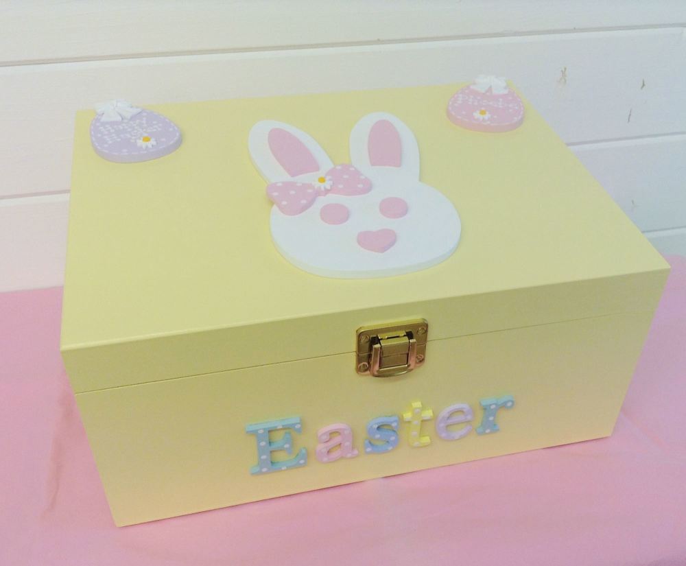 Easter Girl Bunny 3D Wooden Keepsake Box