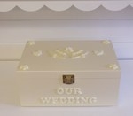 Ivory Wedding Bells 3D Wooden Keepsake Box