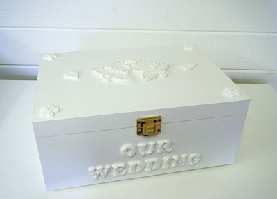 White Wedding Bells 3D Wooden Keepsake Box