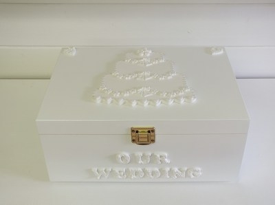 White Wedding Cake 3D Wooden Keepsake Box