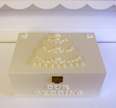 Ivory Wedding Cake 3D Wooden Keepsake Box