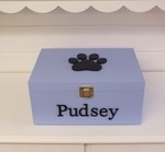 Blue Personalised 3D Pawprint Pet Wooden Keepsake Box
