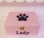 Pink Personalised 3D Pawprint Pet Wooden Keepsake Box