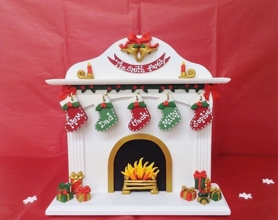 Freestanding Personalised Wooden Christmas Stocking Fireplace