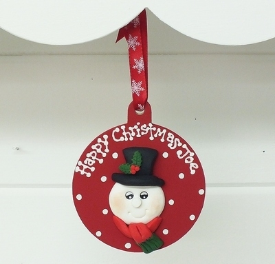 Snowman Face Personalised Wooden Bauble 