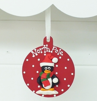 Penguin Christmas Wooden Bauble 