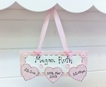 Baby Girl Personalised Triple Heart Plaque