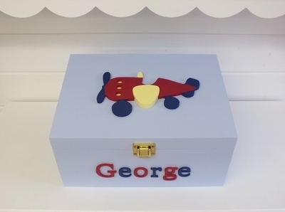 Boys Personalised 3D Plane Wooden Keepsake Box
