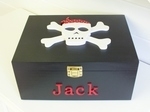 Boys Personalised 3D Skull & Crossbones Wooden Keepsake Box