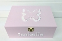 Baby Pink Butterfly Personalised 3D Keepsake Box