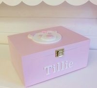 Baby Pink Teddy Personalised 3D Keepsake Box