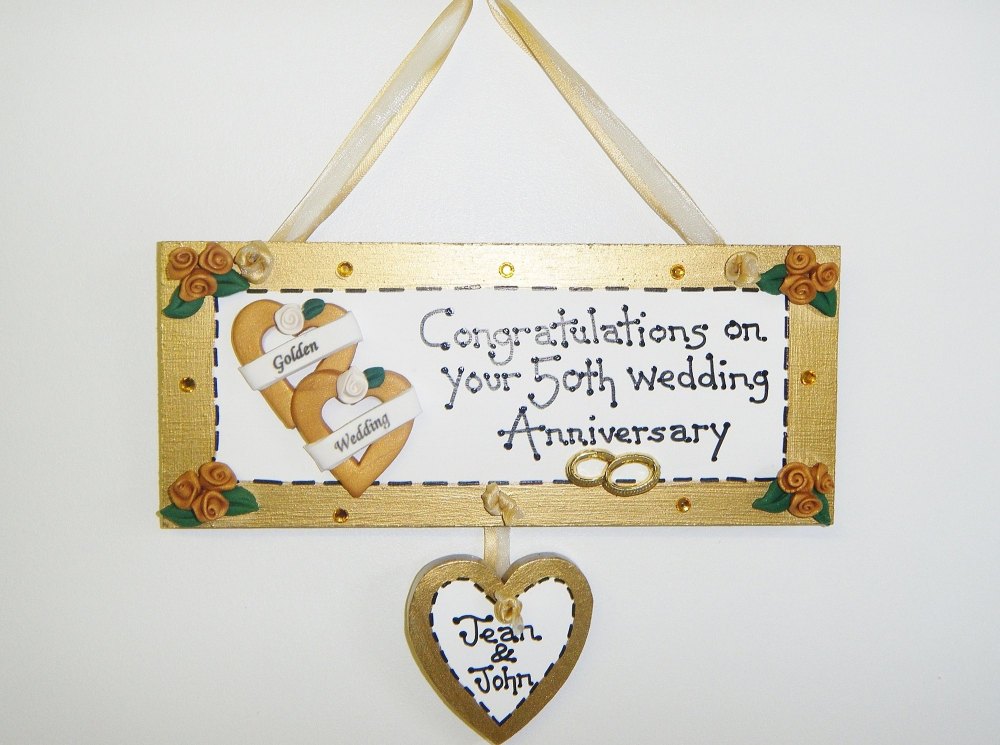 Personalised Golden Wedding Plaque