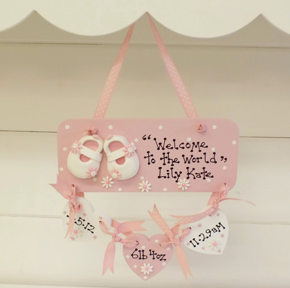 Baby Girl's Shoes Personalised Hearts Plaque