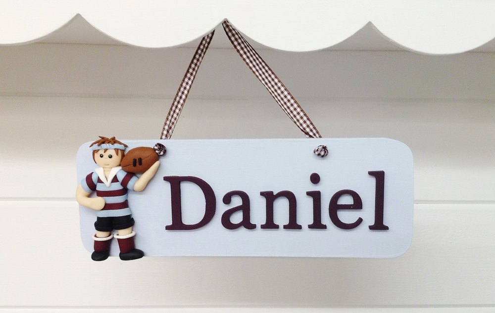 Boys Personalised Rugby Player Name Plaque 